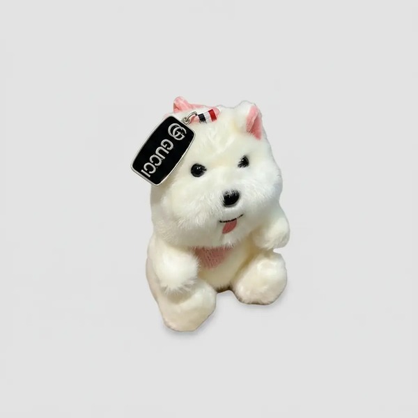 グッチ ぬいぐるみ犬チャーム キーホルダー ホワイト