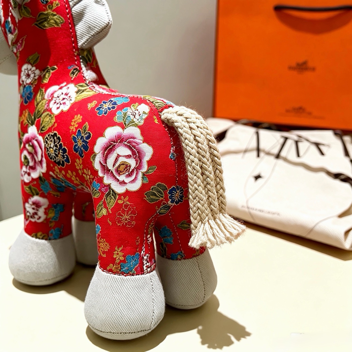 エルメス 馬ぬいぐるみ レッド花柄 詳細画像 3