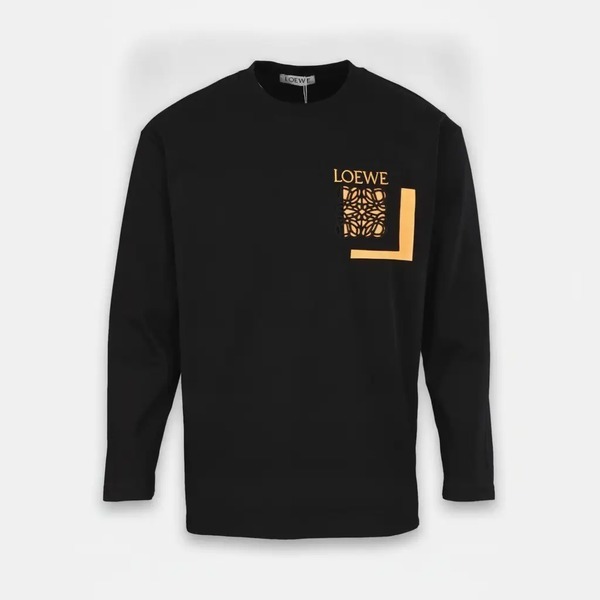 ロエベ カットアウトロゴ レイヤードポケット ロングスリーブTシャツ ブラック ホワイト