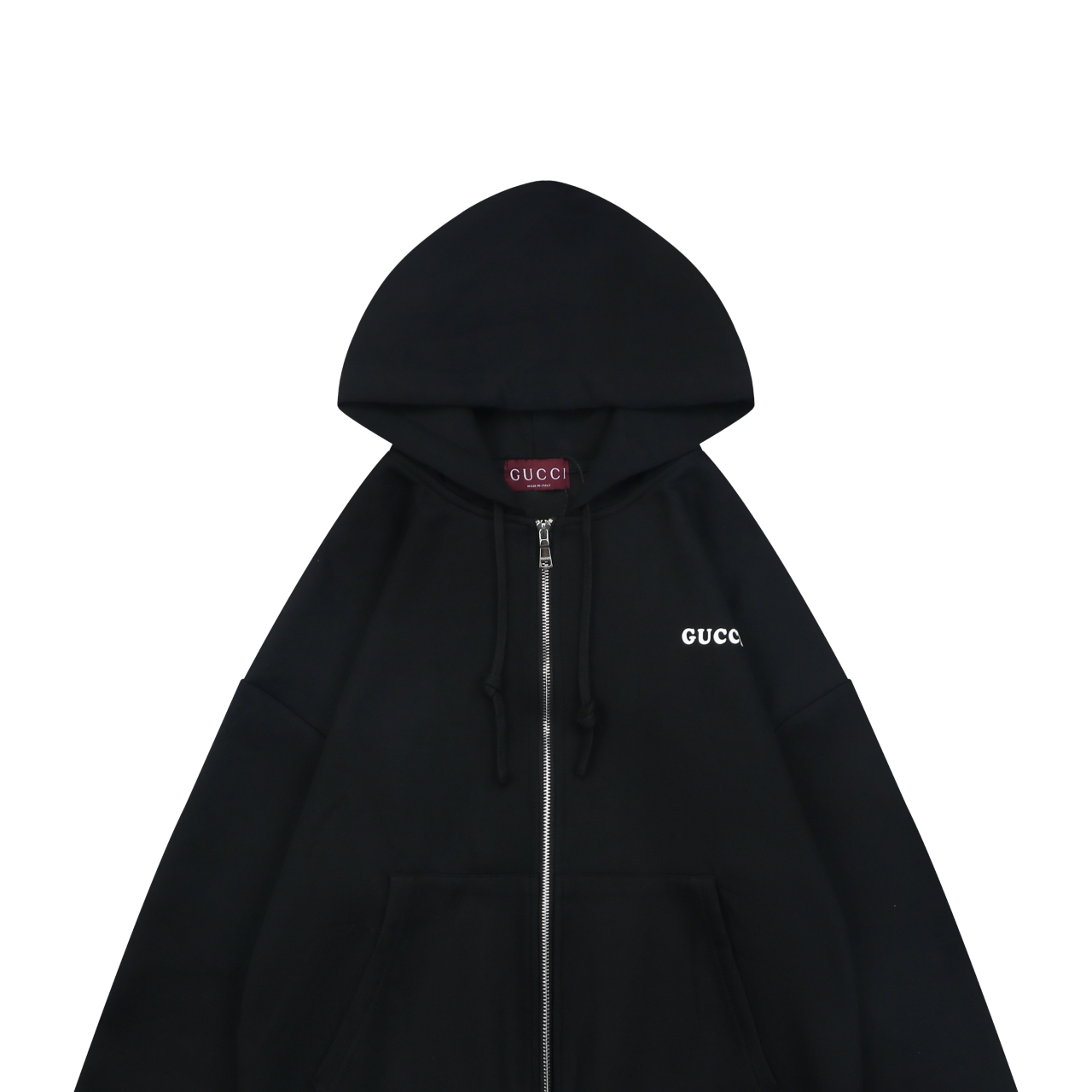 グッチ 右胸Gロゴプリント ジップアップパーカー ブラック 詳細画像 3