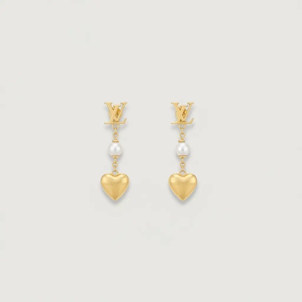 ルイ・ヴィトン ハートパールドロップピアス ゴールド M01011