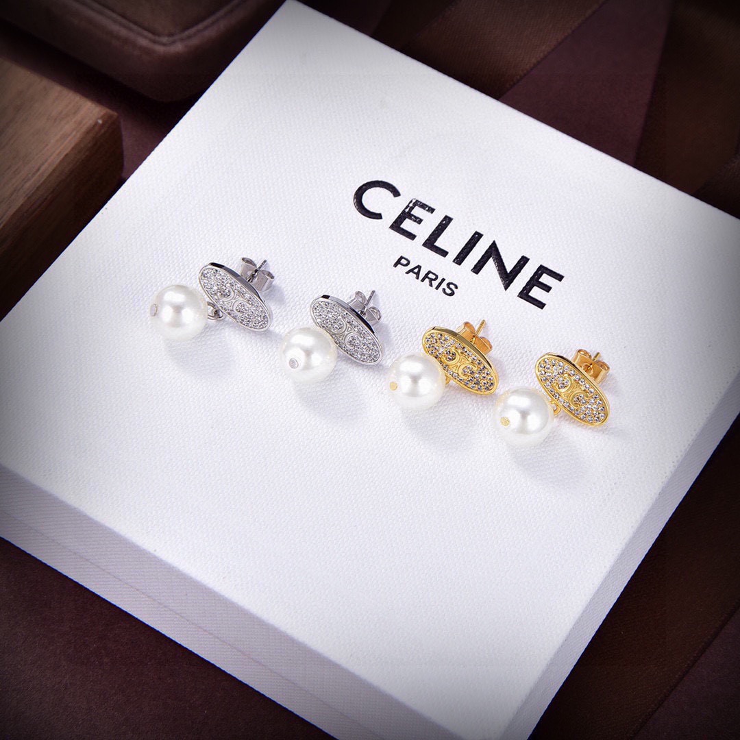 セリーヌ 凱旋門 パールピアス ゴールド/シルバー 詳細画像 1