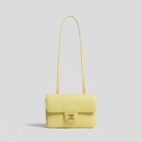 シャネル 26P Preppy Coco スモール フラップ ショルダーバッグ レモンイエロー 5068S33