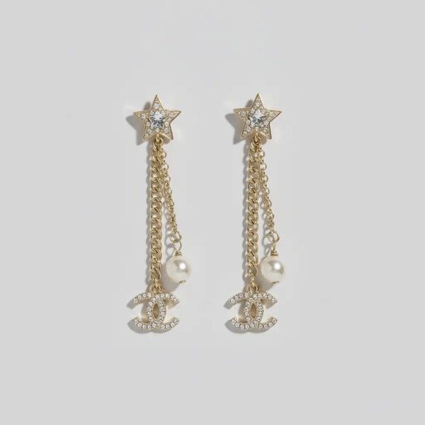 シャネル スター タッセルチェーン ダブルC パールピアス ゴールド