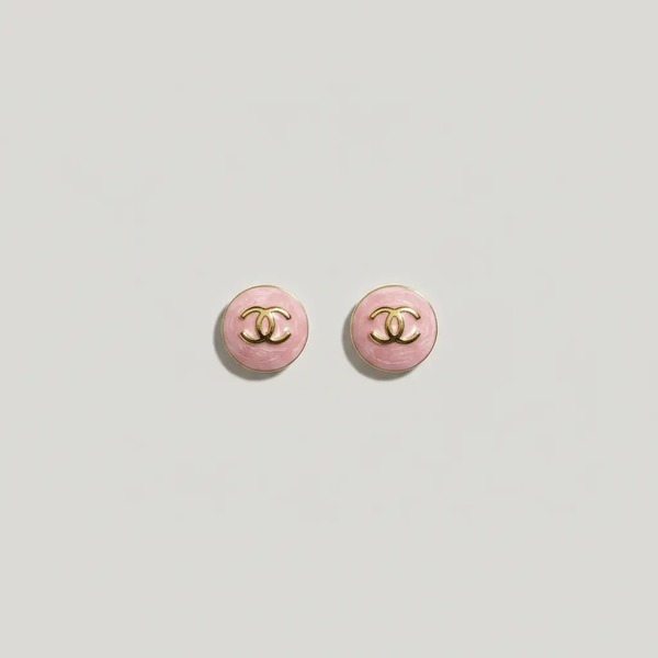 シャネル ラウンド グラデーション エナメル ピアス ピンク