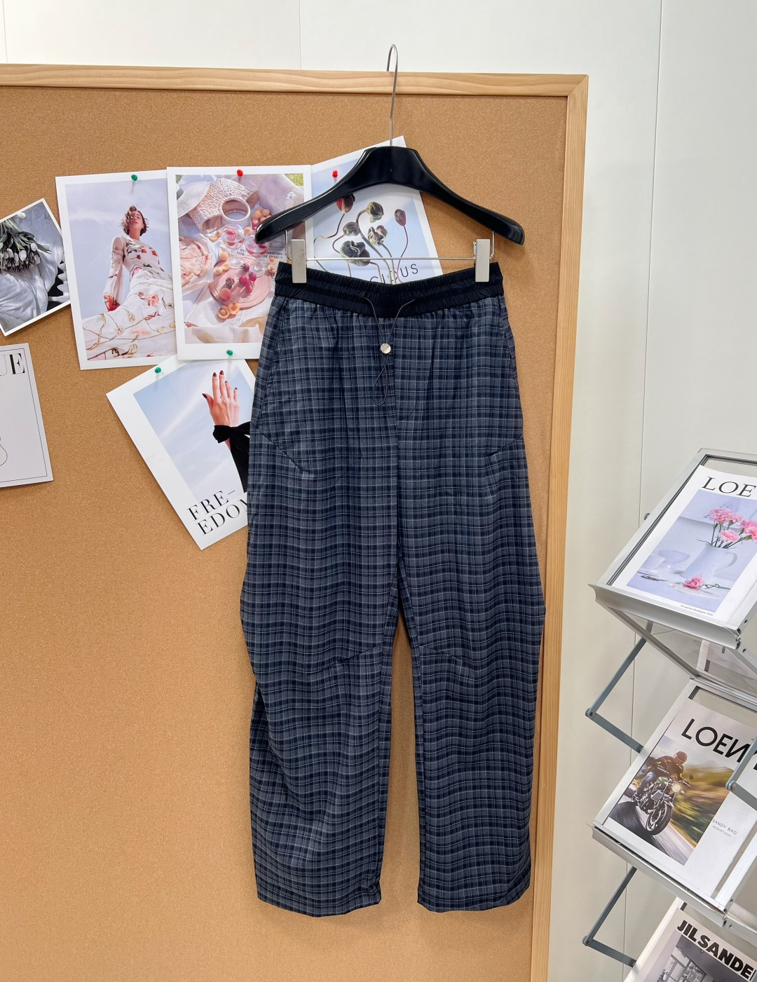 クロムハーツ レザークロスパッチ チェック ベントレッグパンツ グレーブラック H311260 詳細画像 1