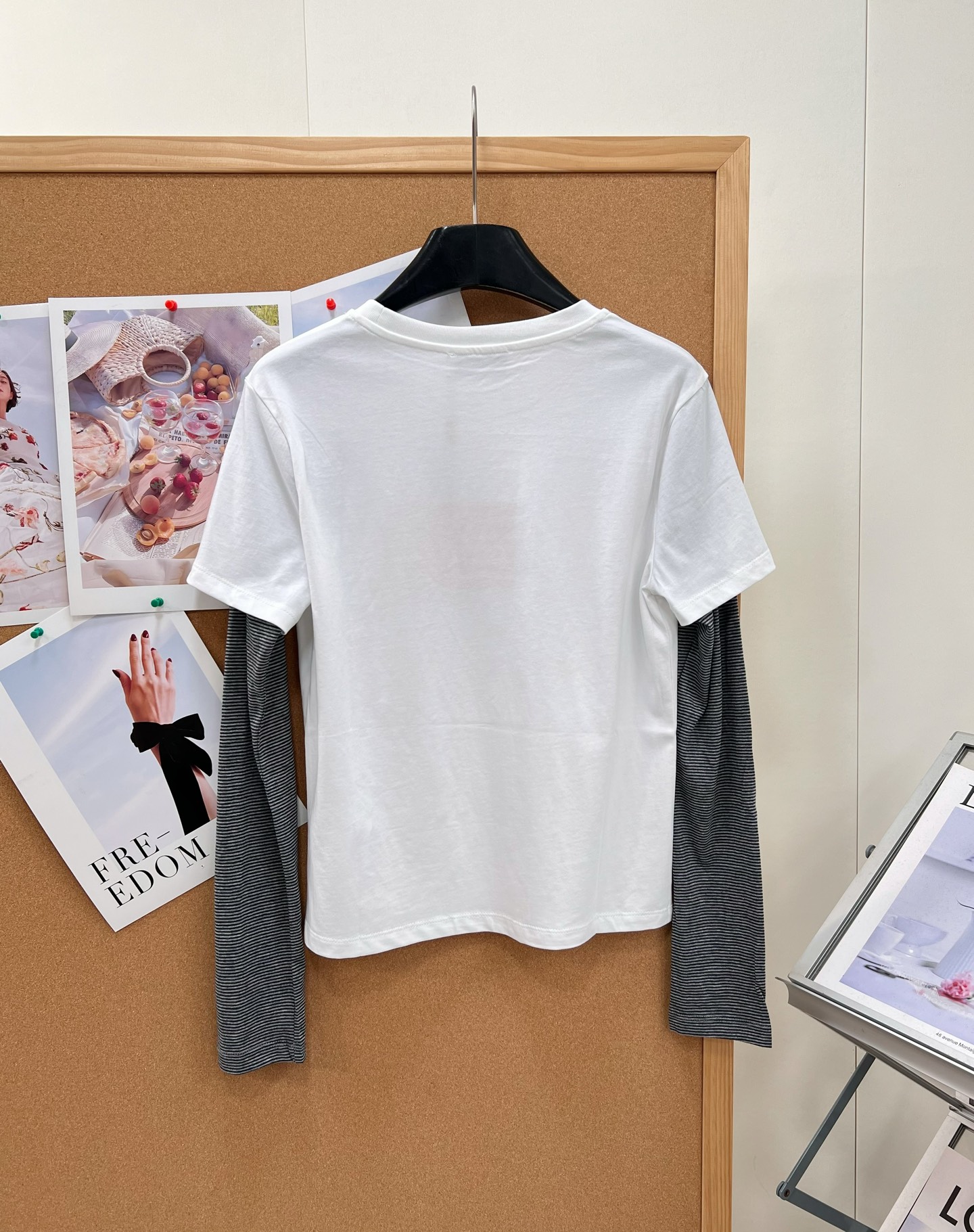 ミュウミュウ レイヤード風 長袖Tシャツ ミルクホワイト M321230 詳細画像 2