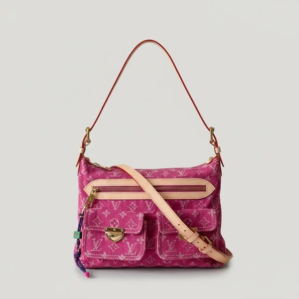 Baggy デニム ショルダーハンドバッグ ローズレッド M28266