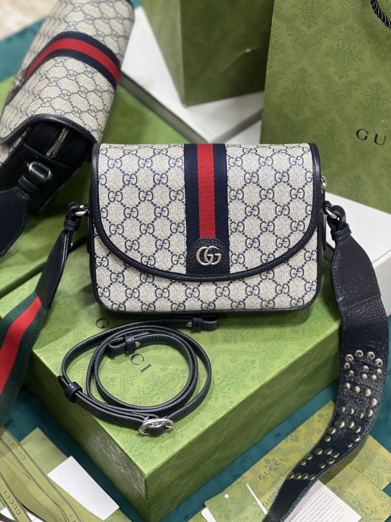 グッチ オフィディア GG ショルダーバッグ ベージュ レッド・グリーンウェブ 詳細画像 2
