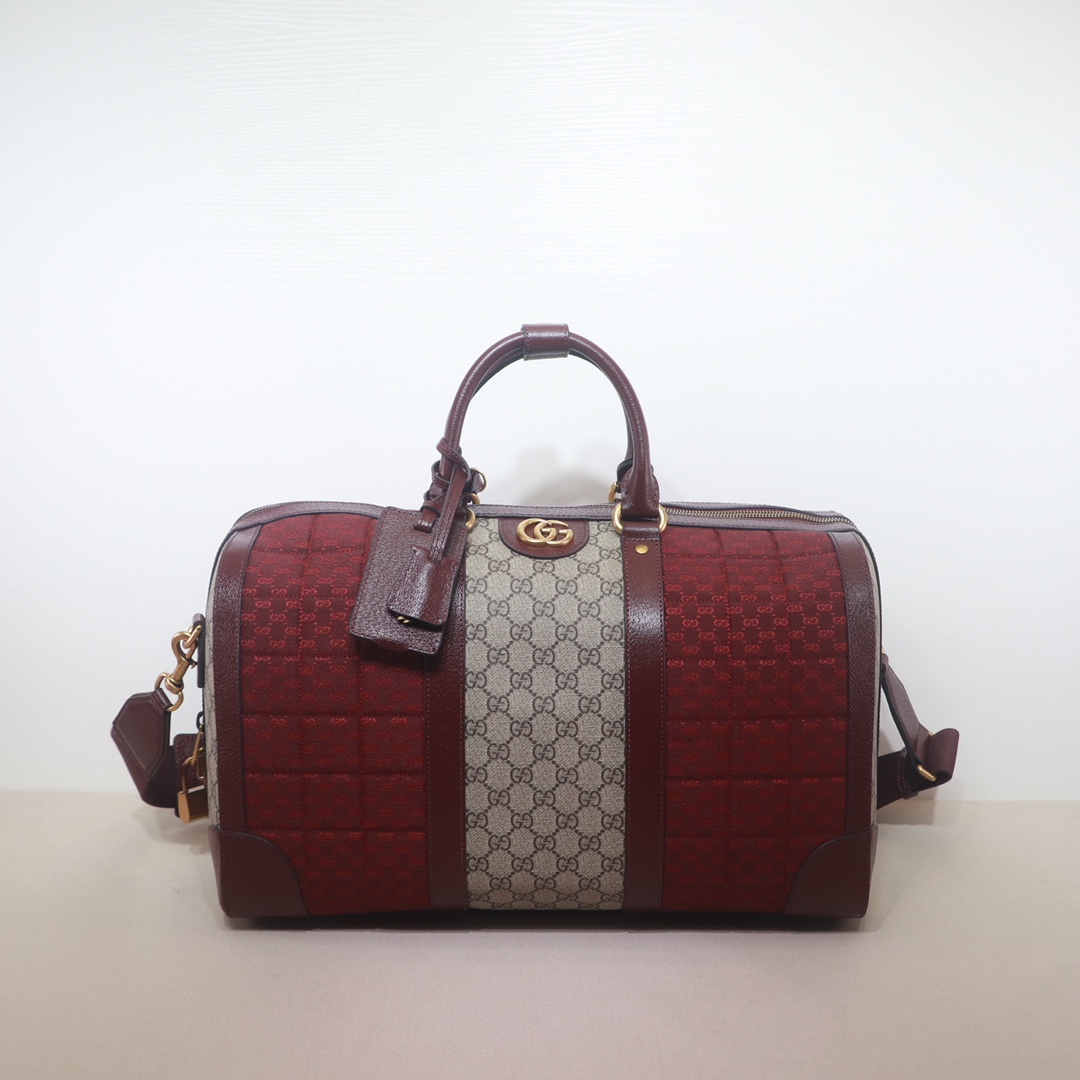 グッチ GGキャンバス トラベルダッフルバッグ ボルドー 詳細画像 1