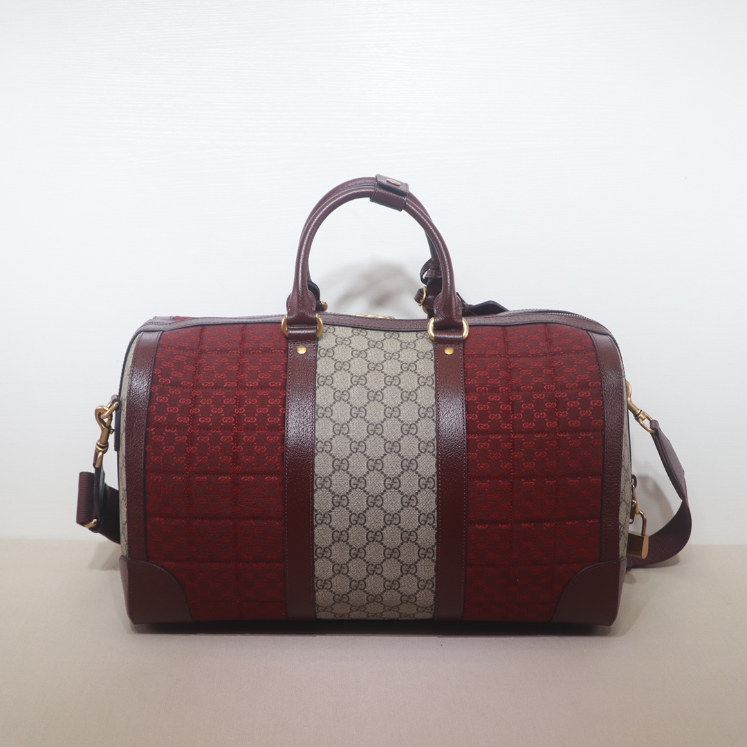 グッチ GGキャンバス トラベルダッフルバッグ ボルドー 詳細画像 3