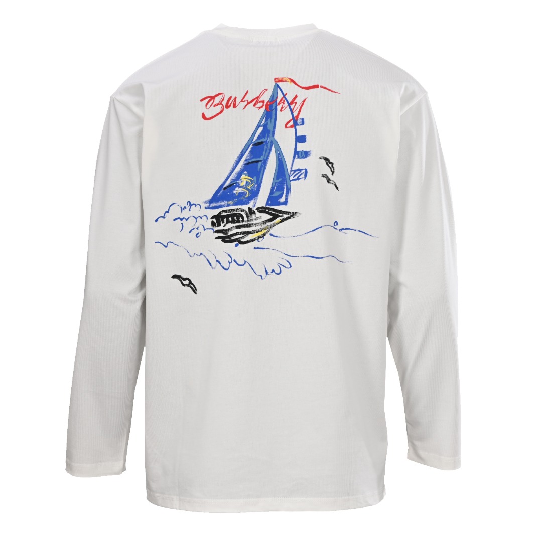 バーバリー レター ヨット プリント ロングスリーブTシャツ ブラック ホワイト 詳細画像 3