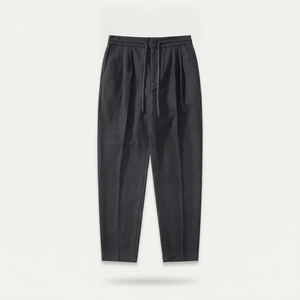 ブルネロ クチネリ ウールフランネル ドローストリング テーパードパンツ チャコール