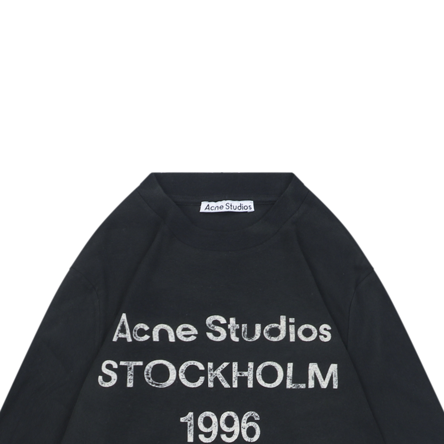 アクネ ストゥディオズ 1996 ディストレスド レタリングプリント ロングTシャツ ブラック 詳細画像 3