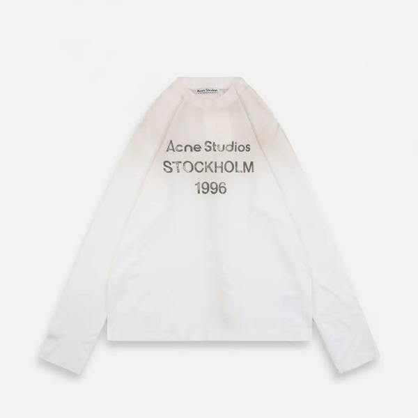 アクネ ストゥディオズ 1996 ディストレスト レタープリント 長袖Tシャツ ホワイト