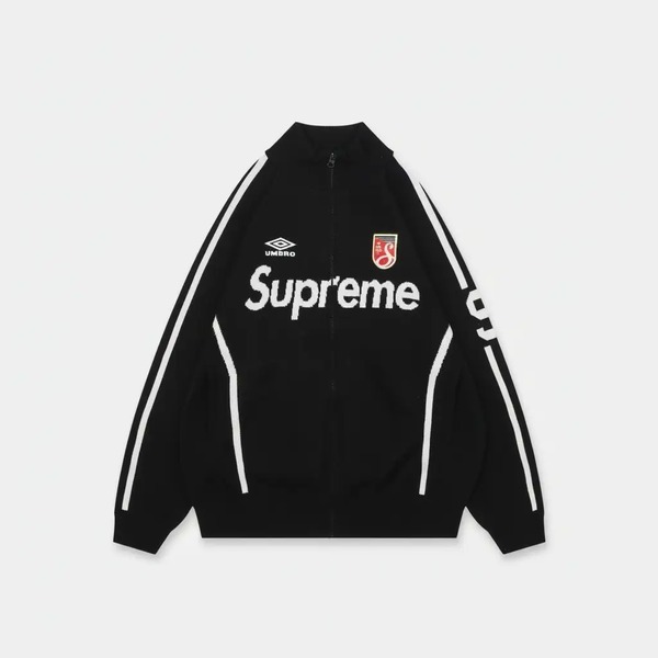 シュプリーム Umbro ジップアップ ニットジャケット ブラック