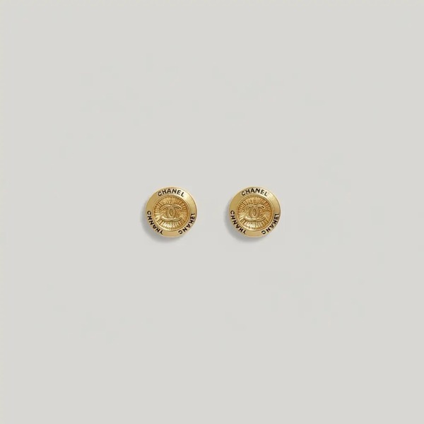 シャネル ヴィンテージ ラウンドロゴ ピアス ゴールド