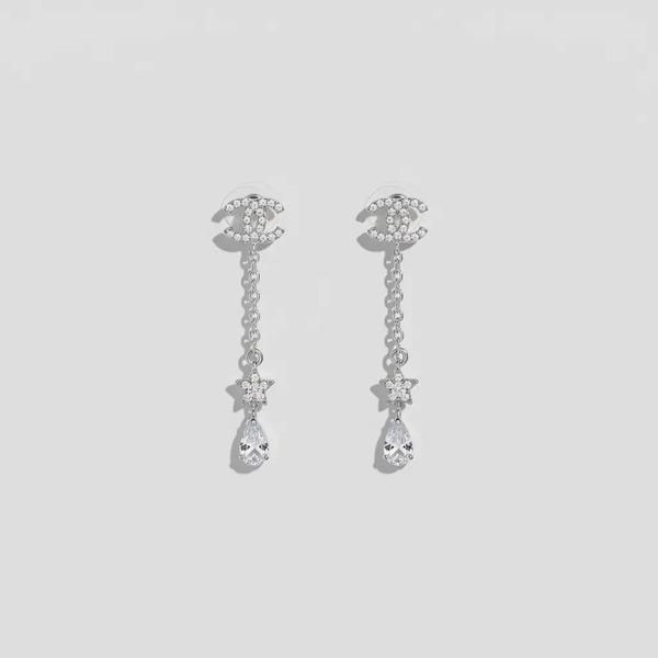 シャネル CCロゴ スター ドロップ ピアス シルバー