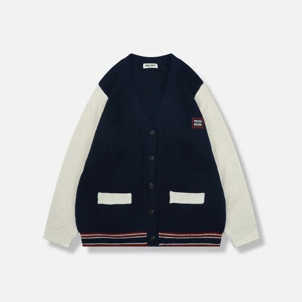 ミュウミュウ 25FW ロゴ配色 ニットカーディガン セーター