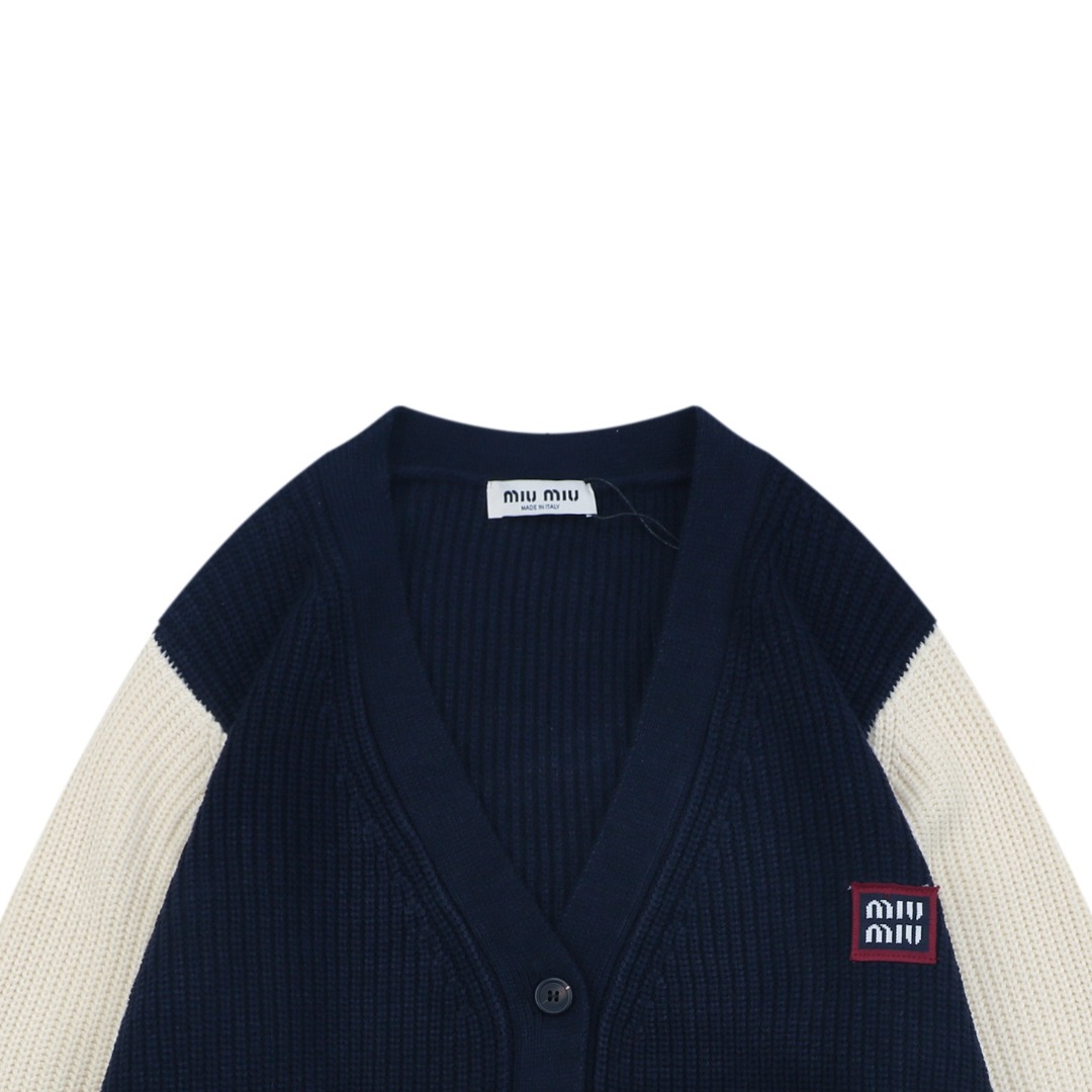 ミュウミュウ 25FW ロゴ配色 ニットカーディガン セーター 詳細画像 3