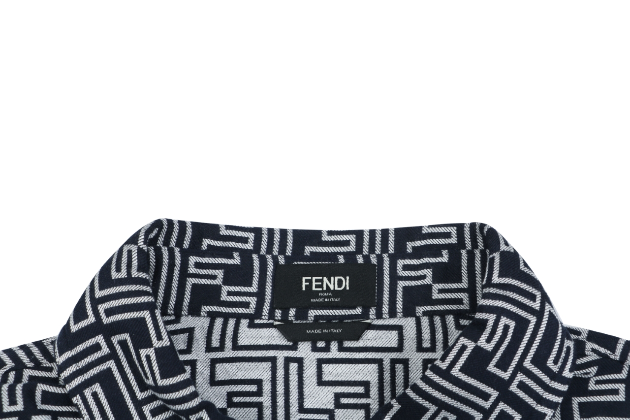 フェンディ FF総柄 カットアウト ジャケット ネイビー ホワイト 詳細画像 2