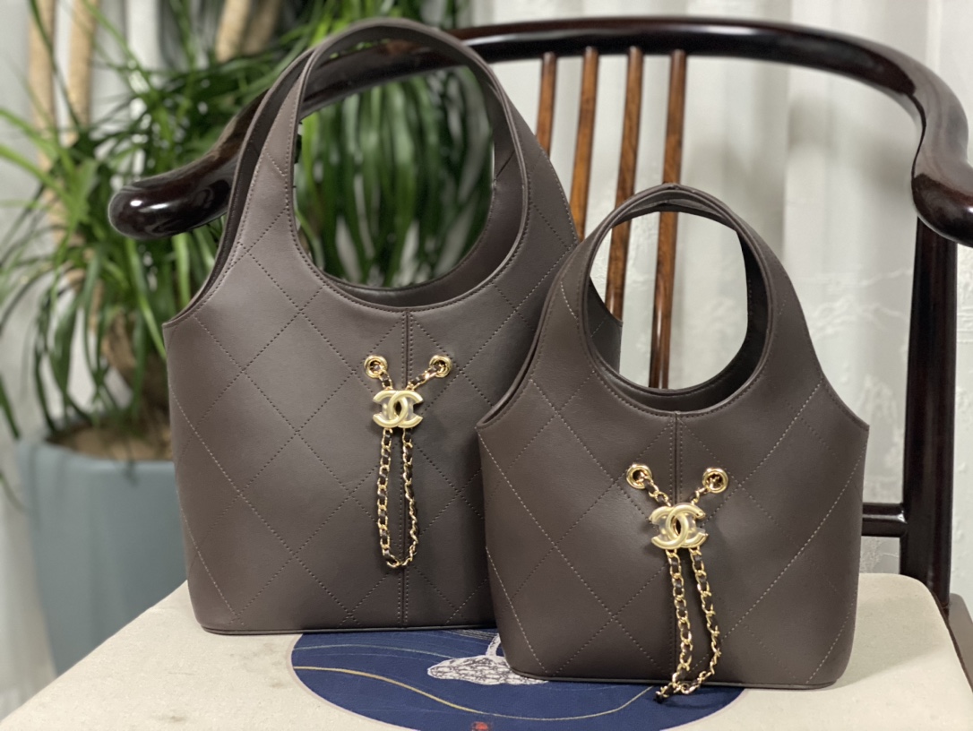 シャネル Hobo ハンドバッグ ダークコーヒー チョコレート 詳細画像 1
