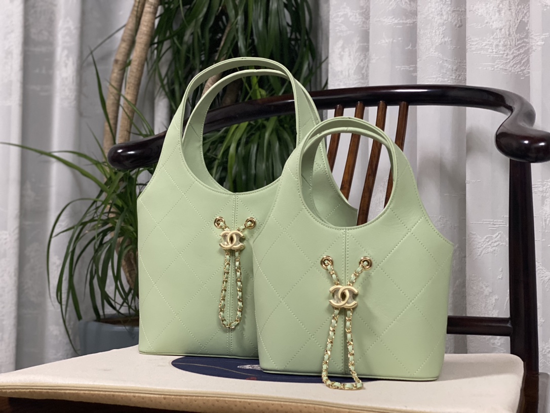 シャネル 26年early spring Hobo バスケットトートバッグ アップルグリーン 詳細画像 1