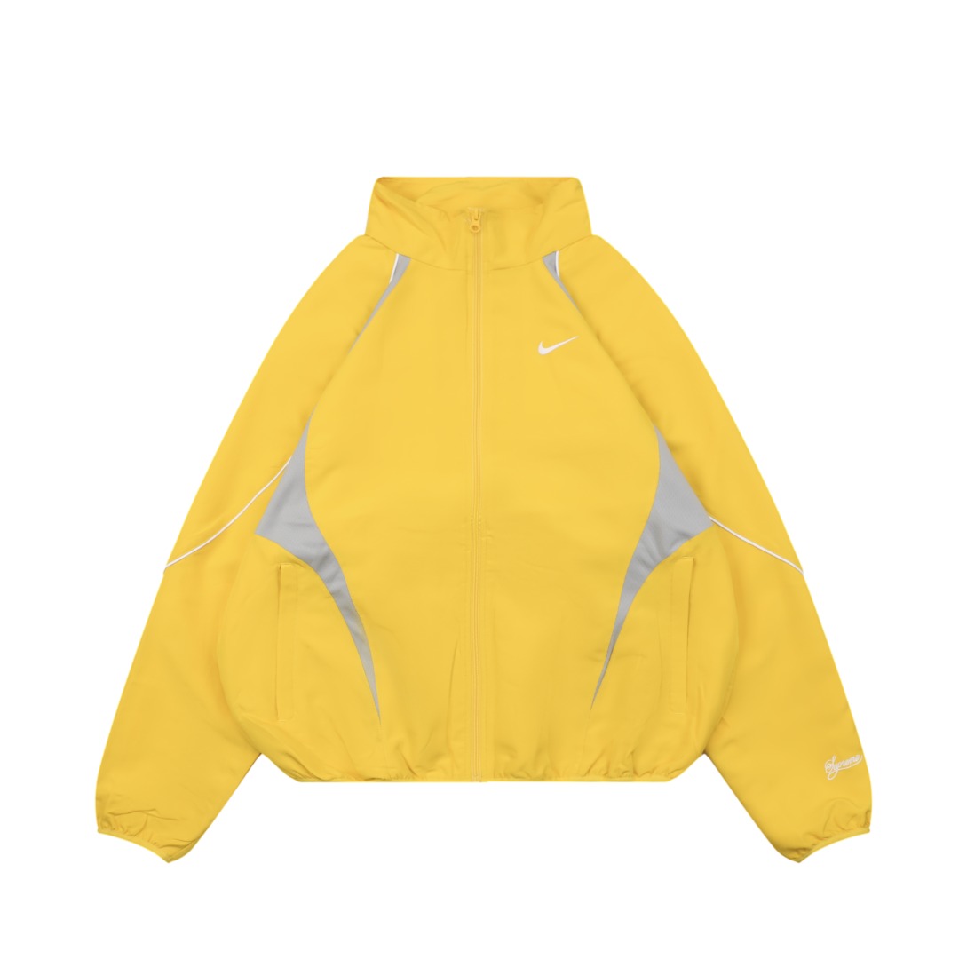 シュプリーム ナイキ Swoosh スタンドカラー トラックジャケット イエロー グレー 詳細画像 1