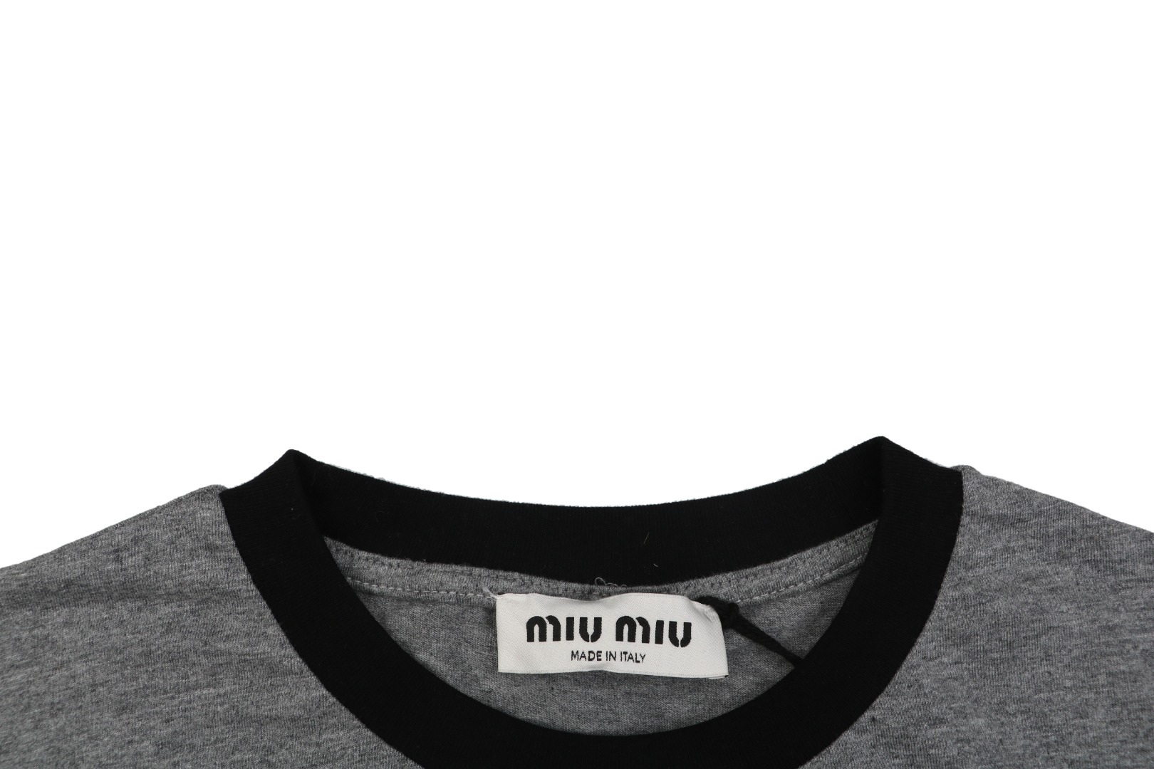 ミュウミュウ 配色ネック ロングスリーブTシャツ ブラック グレー 詳細画像 2