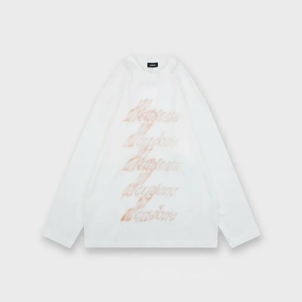 ウェルダン フレイムプリント ロングスリーブTシャツ ホワイト