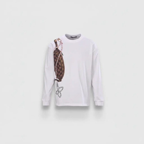 ルイ・ヴィトン ボディバッグプリント 長袖Tシャツ ブラック ホワイト