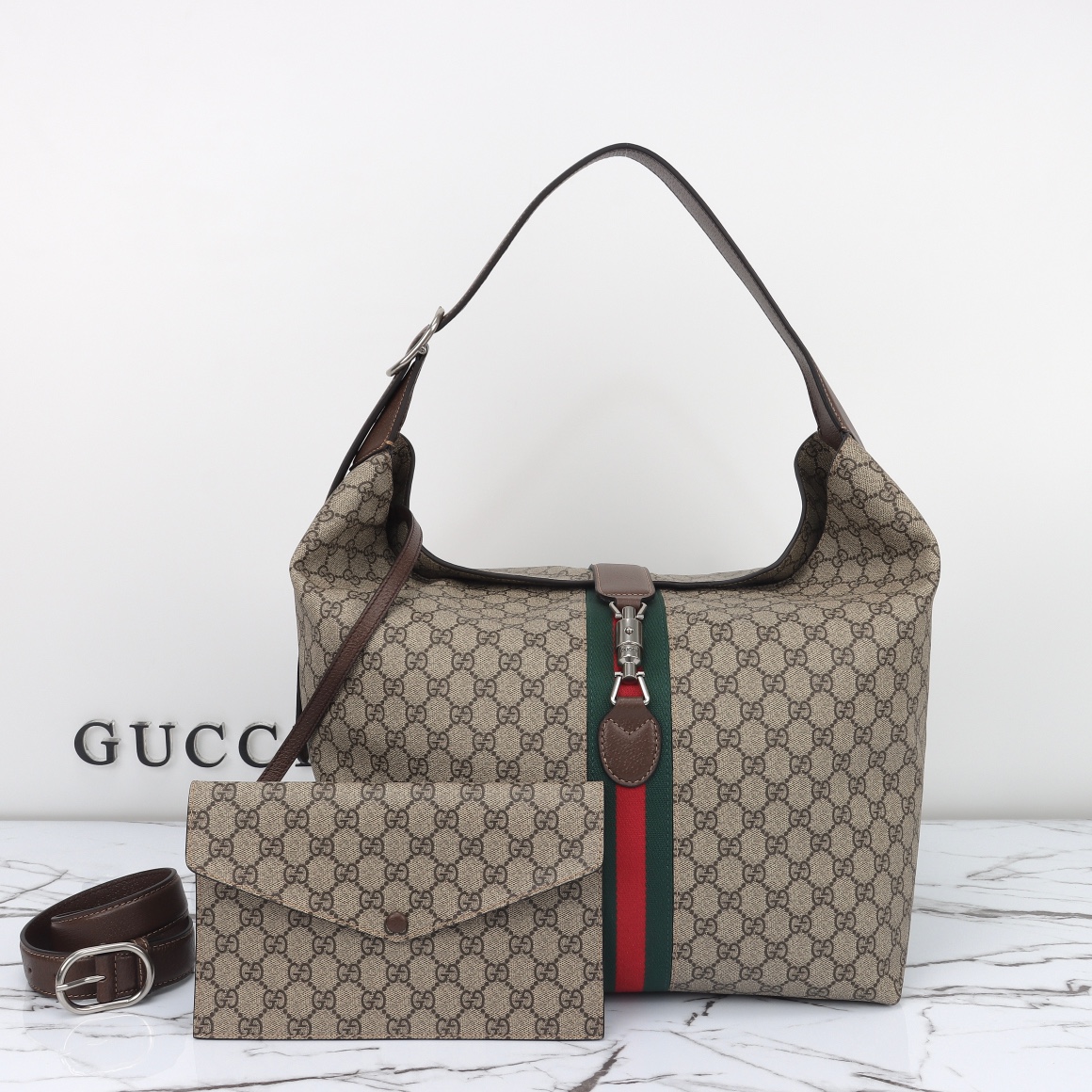 グッチ ロックバックル ショルダーバッグ 2点セット アプリコットブラウン 詳細画像 1