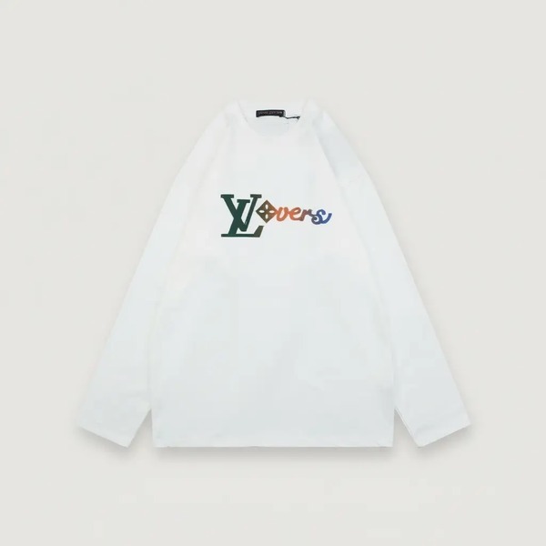 グラデーション フロッキーレタリングロゴ 長袖Tシャツ ホワイト