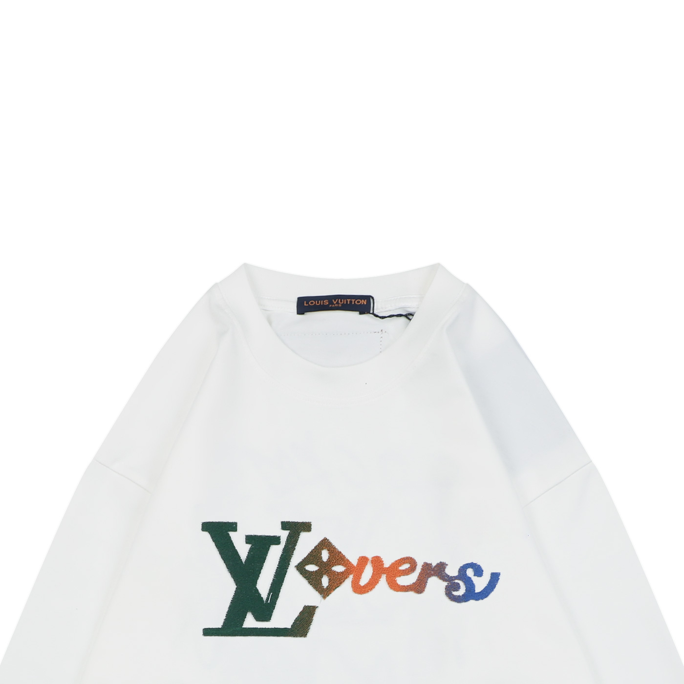 グラデーション フロッキーレタリングロゴ 長袖Tシャツ ホワイト 詳細画像 3