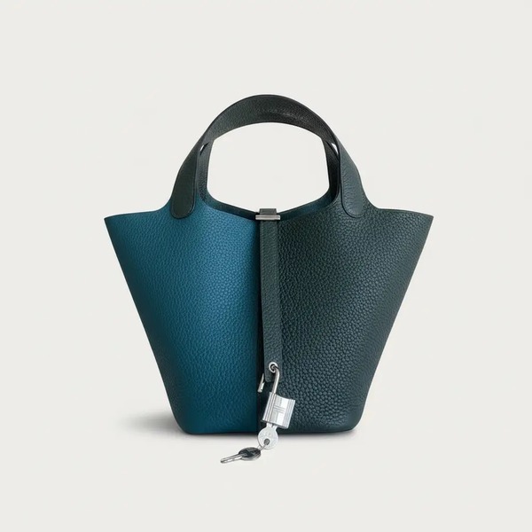 エルメス ピコタンロック 18 ハンドバッグ グリーン シルバー金具