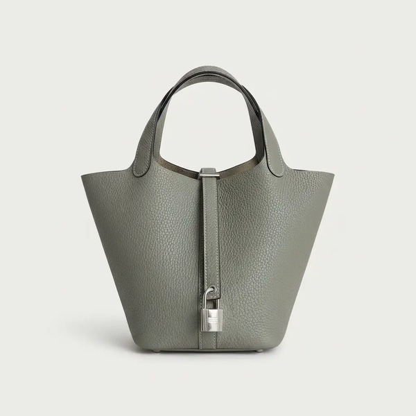 エルメス ピコタンロック 18 ハンドバッグ エレファントグレー TCカーフ シルバー金具