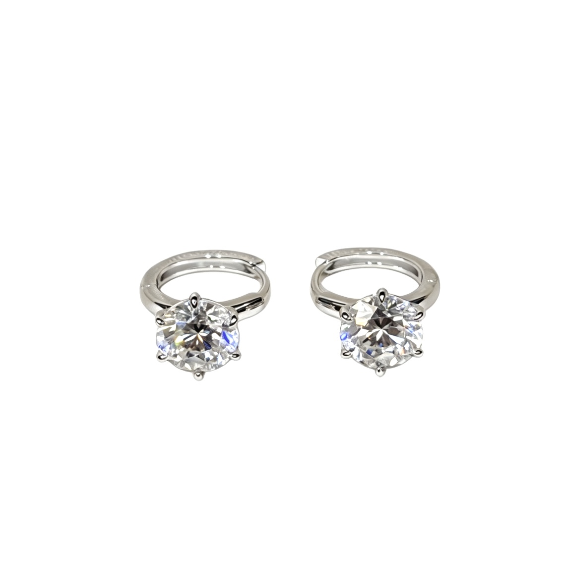 925シルバー 高炭素ダイヤ 六爪 3ct スタッドピアス プラチナカラー A7554 詳細画像 2
