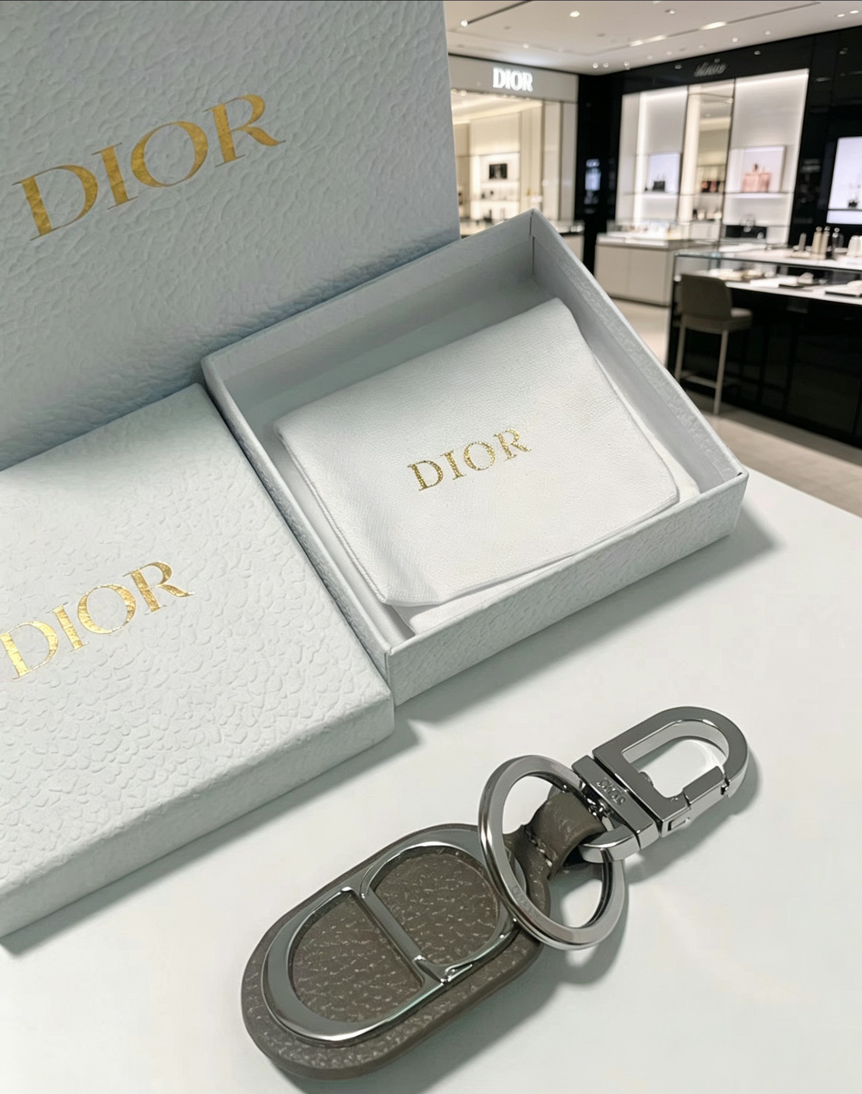 ディオール CD Diamond ロゴ レザー キーリング オリーブ 詳細画像 2