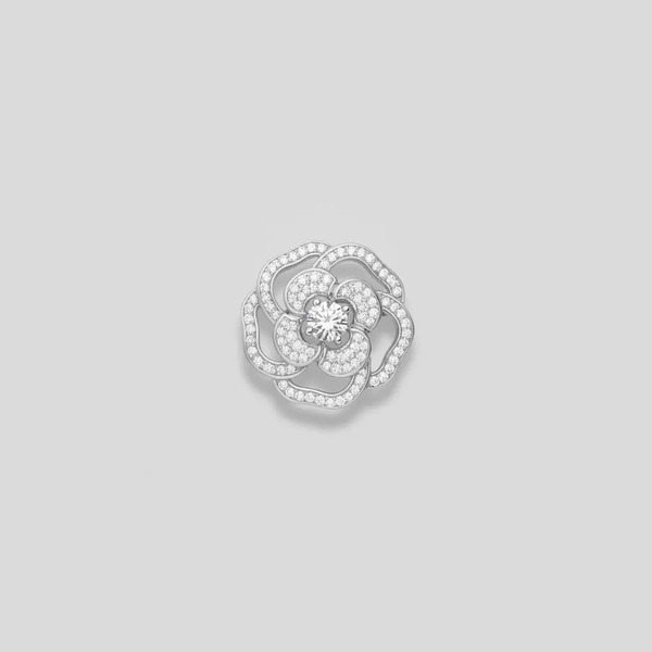 シャネル カメリア ホロー フルクリスタル 山茶花 リング スターリングシルバー A8037