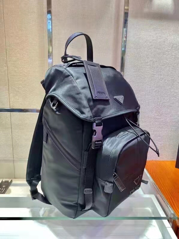 プラダ Re-Nylon レザートリム ユニセックス バックパック ブラック 詳細画像 3