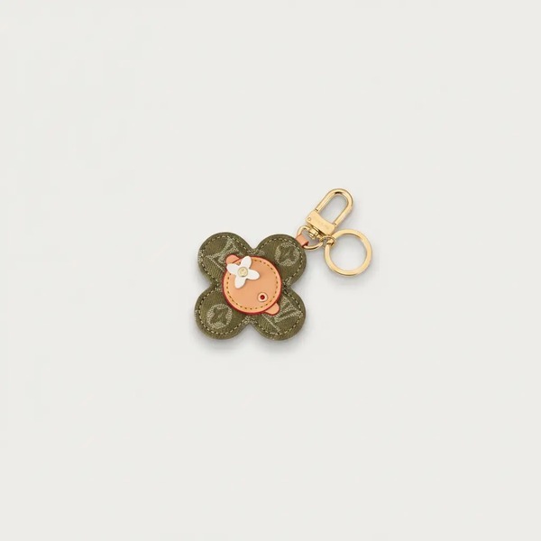 ルイ・ヴィトン Vivienne Blossom デニム フラワー バッグチャーム キーホルダー カーキ オレンジ