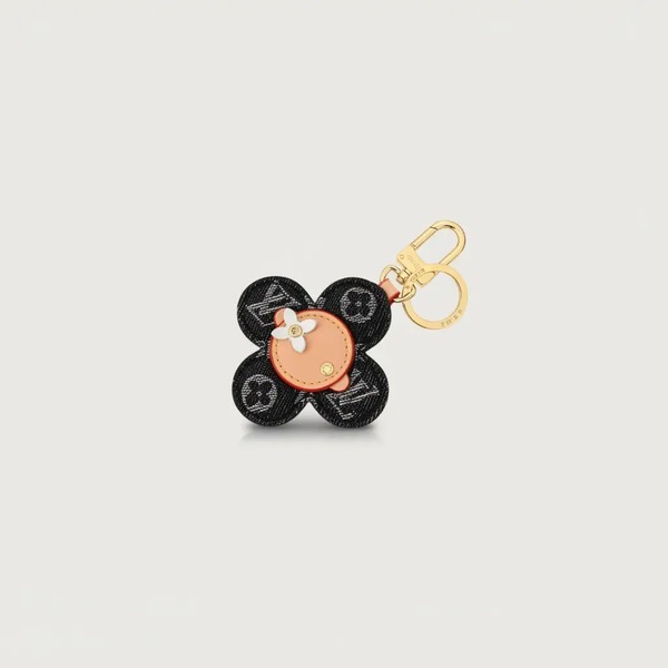 ルイ・ヴィトン Vivienne Blossom デニム バッグチャーム キーホルダー ネイビーデニム