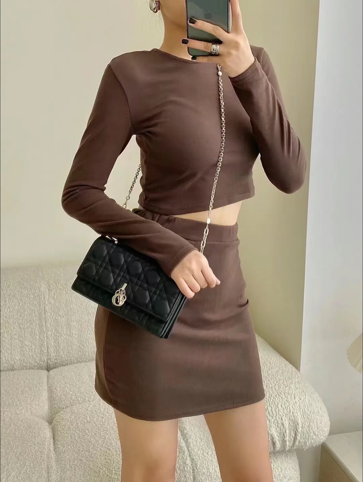 ディオール My Dior ミニ ラムスキン チェーンハンドバッグ ブラック S0980ONMJ_M030 詳細画像 2