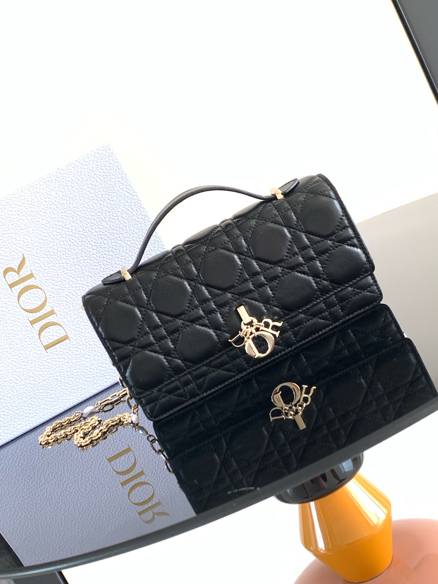 ディオール My Dior ミニ ラムスキン チェーンハンドバッグ ブラック S0980ONMJ_M030 詳細画像 3