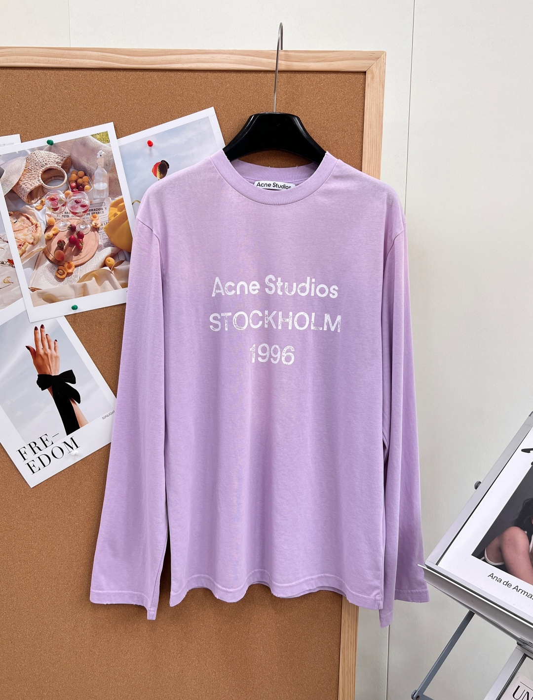 アクネ ストゥディオズ 1996 ヴィンテージウォッシュ 長袖Tシャツ さくらピンク ヘイズブルー A789220 詳細画像 1