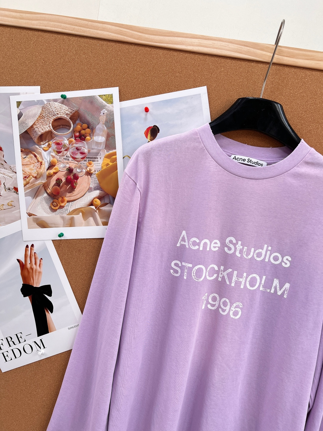 アクネ ストゥディオズ 1996 ヴィンテージウォッシュ 長袖Tシャツ さくらピンク ヘイズブルー A789220 詳細画像 3