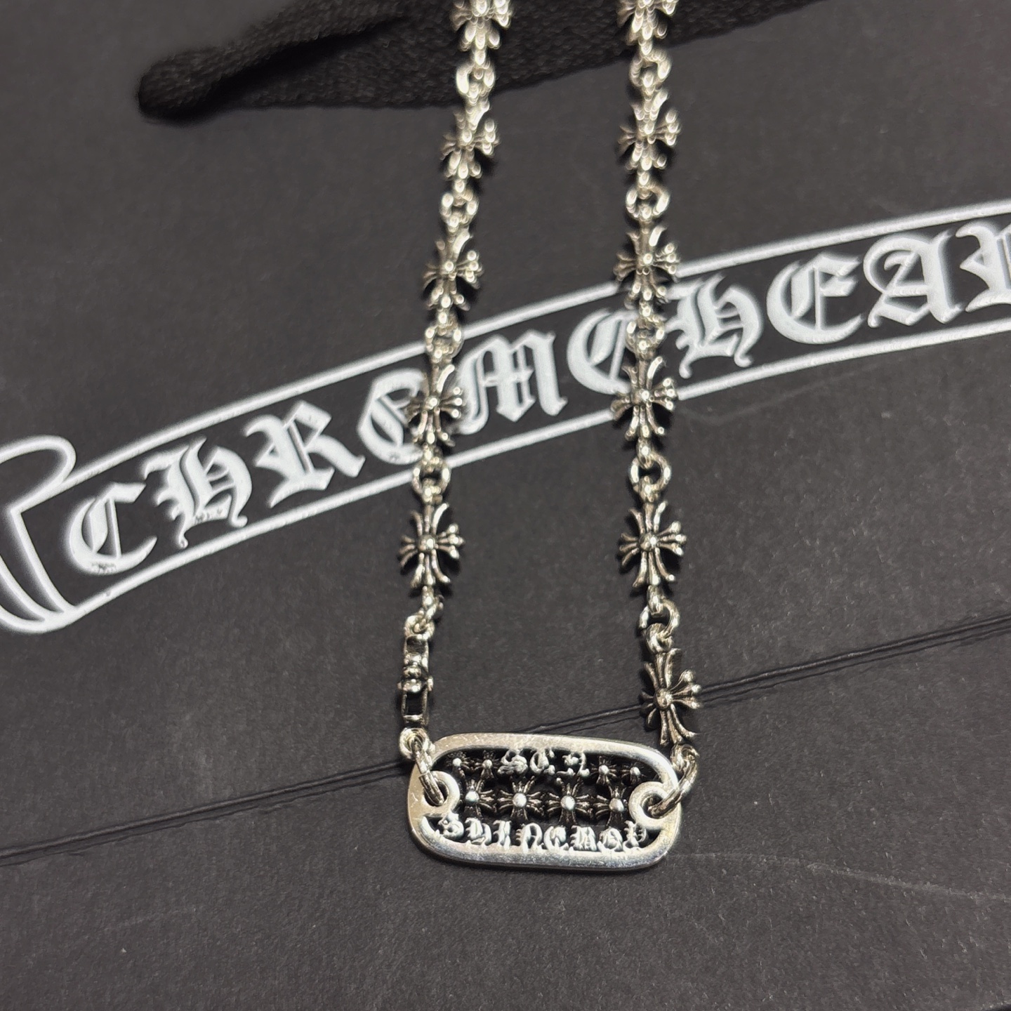 シャネル ヴィンテージ クロスモチーフ チェーンネックレス シルバー 詳細画像 2