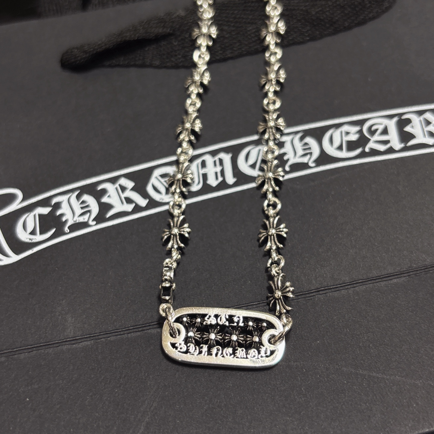 シャネル ヴィンテージ クロスモチーフ チェーンネックレス シルバー 詳細画像 3