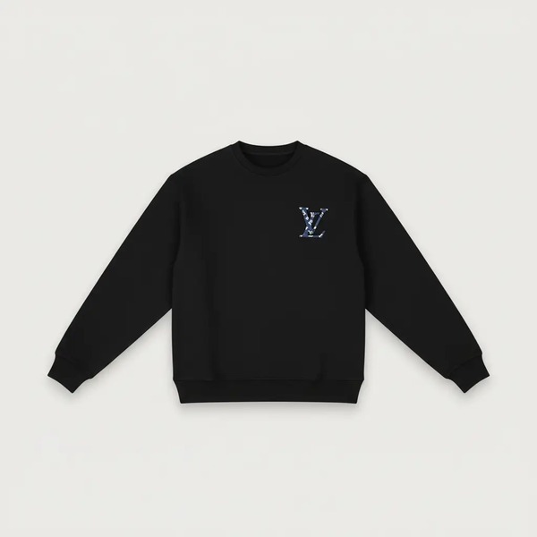 ルイ・ヴィトン LV ロゴ クルーネック スウェット ブラック