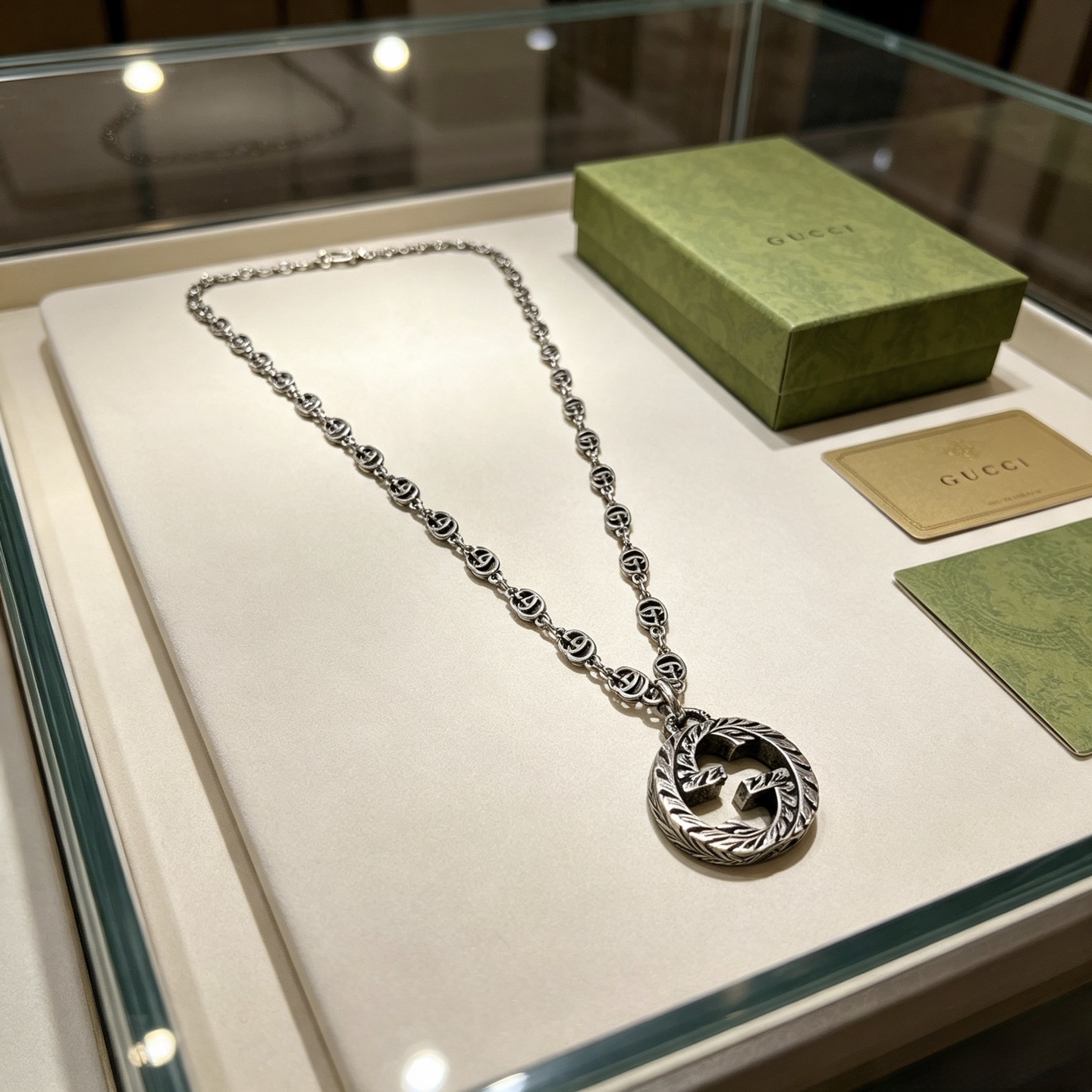 グッチ ダブルG ヴィンテージ シルバー チェーンネックレス 詳細画像 1